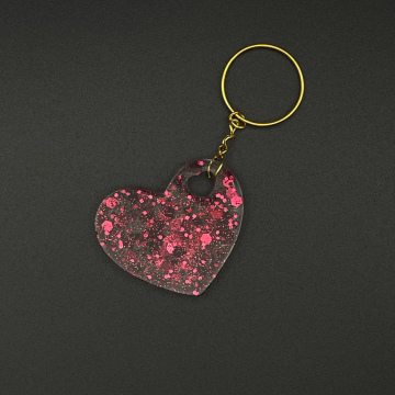 Porte-clef cœur paillettes bordeaux