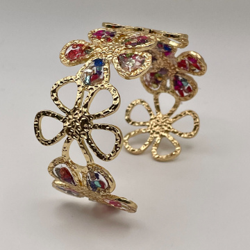 Bracelet jonc fleurs