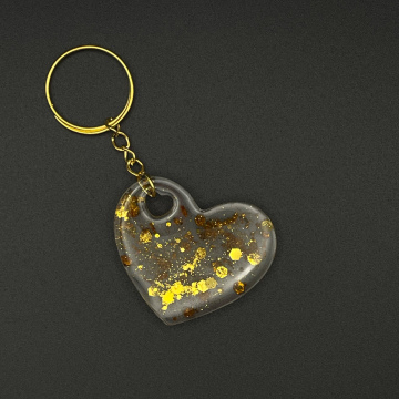Porte-clef cœur paillettes dorées