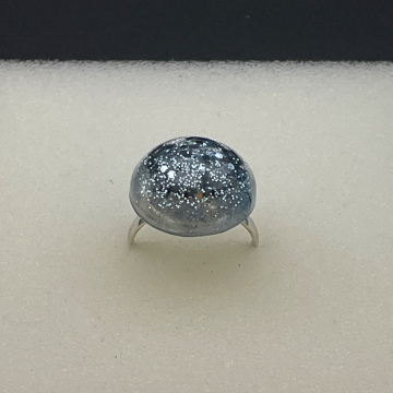 Bague ronde bleu pailleté