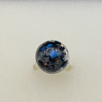 Bague ronde paillettes bleu nuit