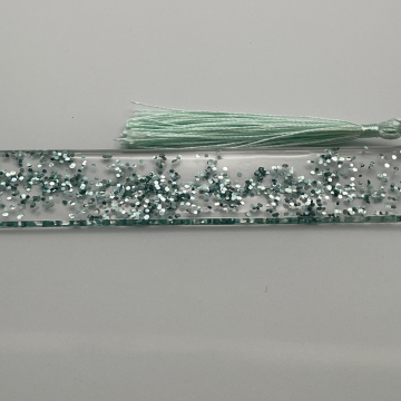 Marque-page paillettes vert eau