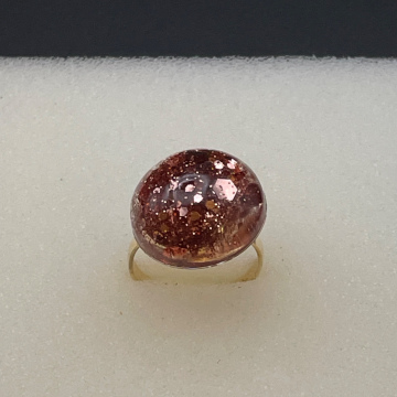 Bague ronde paillettes roses