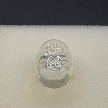 Bague grand ovale engrenages argent