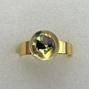 Bague petit rond pierres de verre multicolores