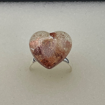 Bague petit coeur fleur rose