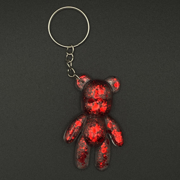 Porte-clef ourson pailleté rouge