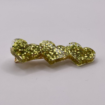 Barrette cheveux crocodile coeurs